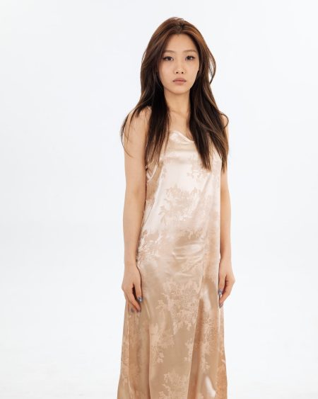 RNUV Champagne Jacquard Satin Midi Dress