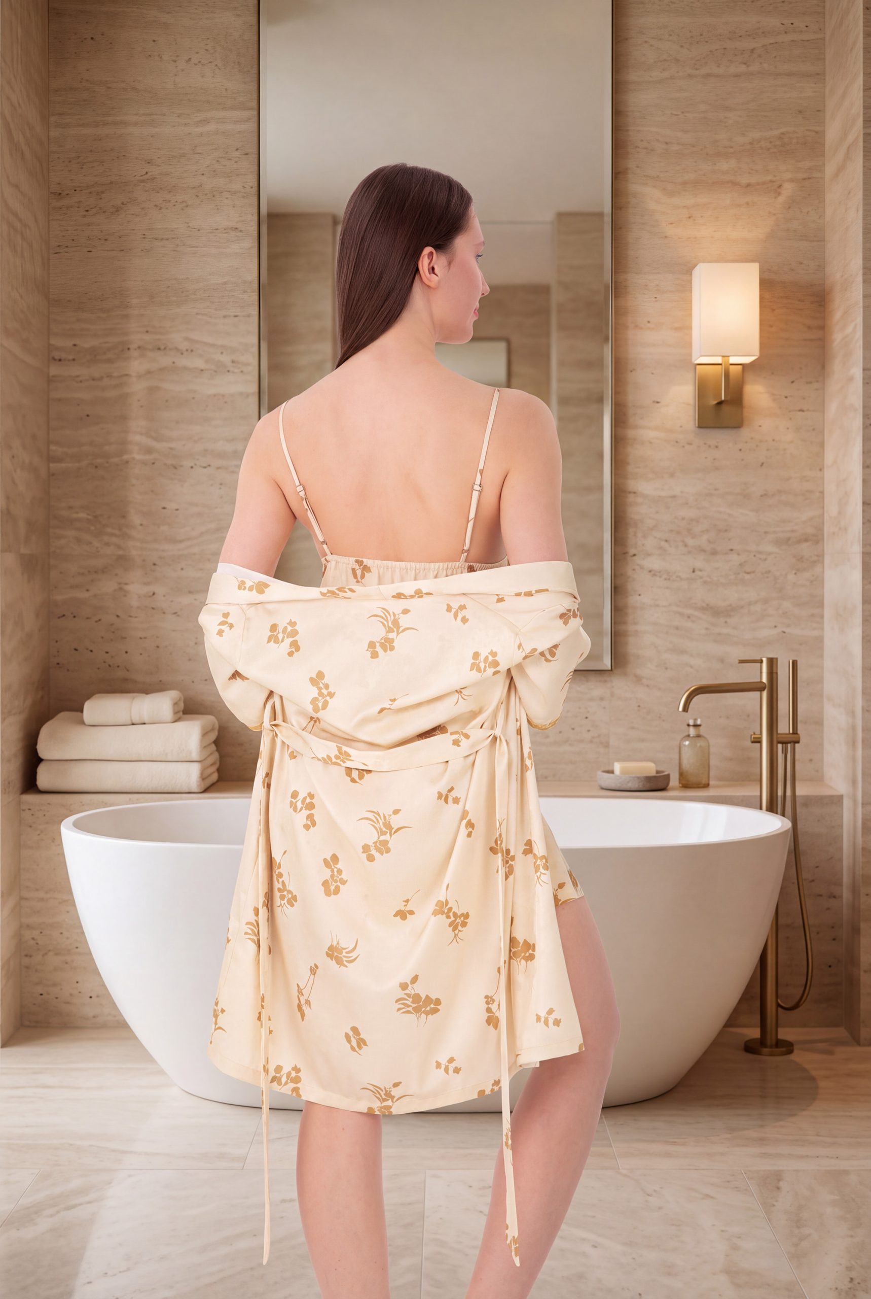 RNUV Gilded Bloom Silk Robe Set - Image 8