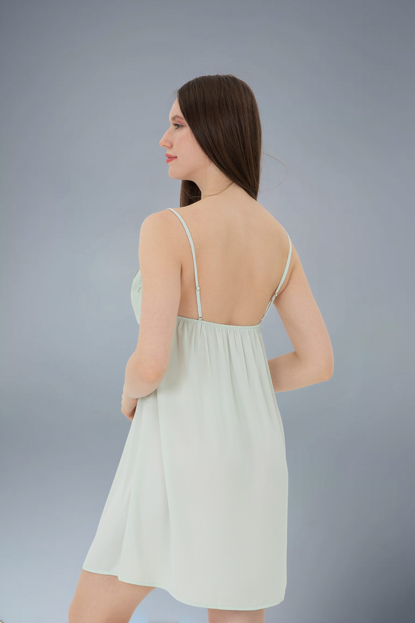 RNUV Mint Whisper Silk Lace Robe Set - Image 7