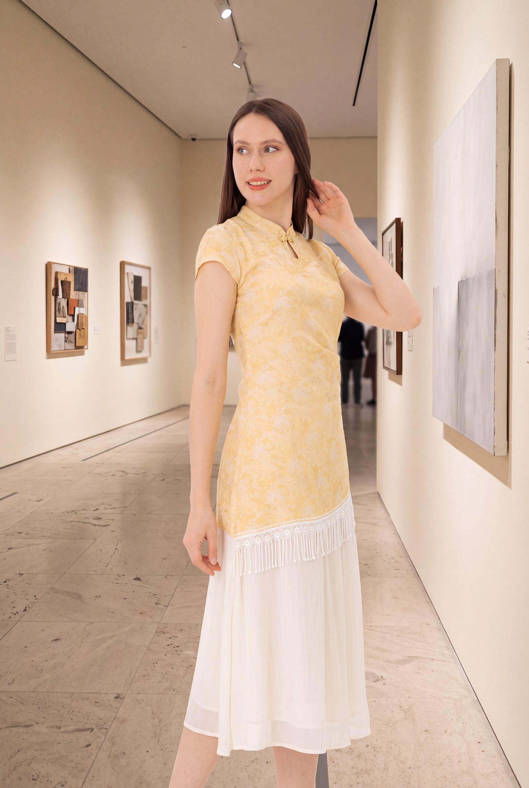 RNUV Golden Mist Jacquard Midi Dress - Image 7