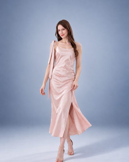 RNUV Blush Reverie Satin Midi Dress
