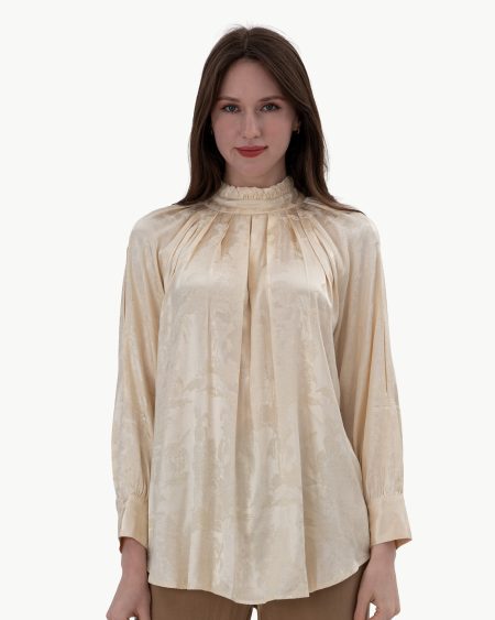 RNUV Ivory Whisper Jacquard Blouse