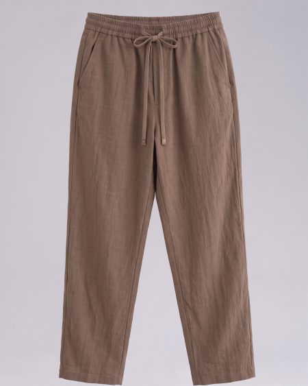 RNUV Camel Linen Drawstring Trousers