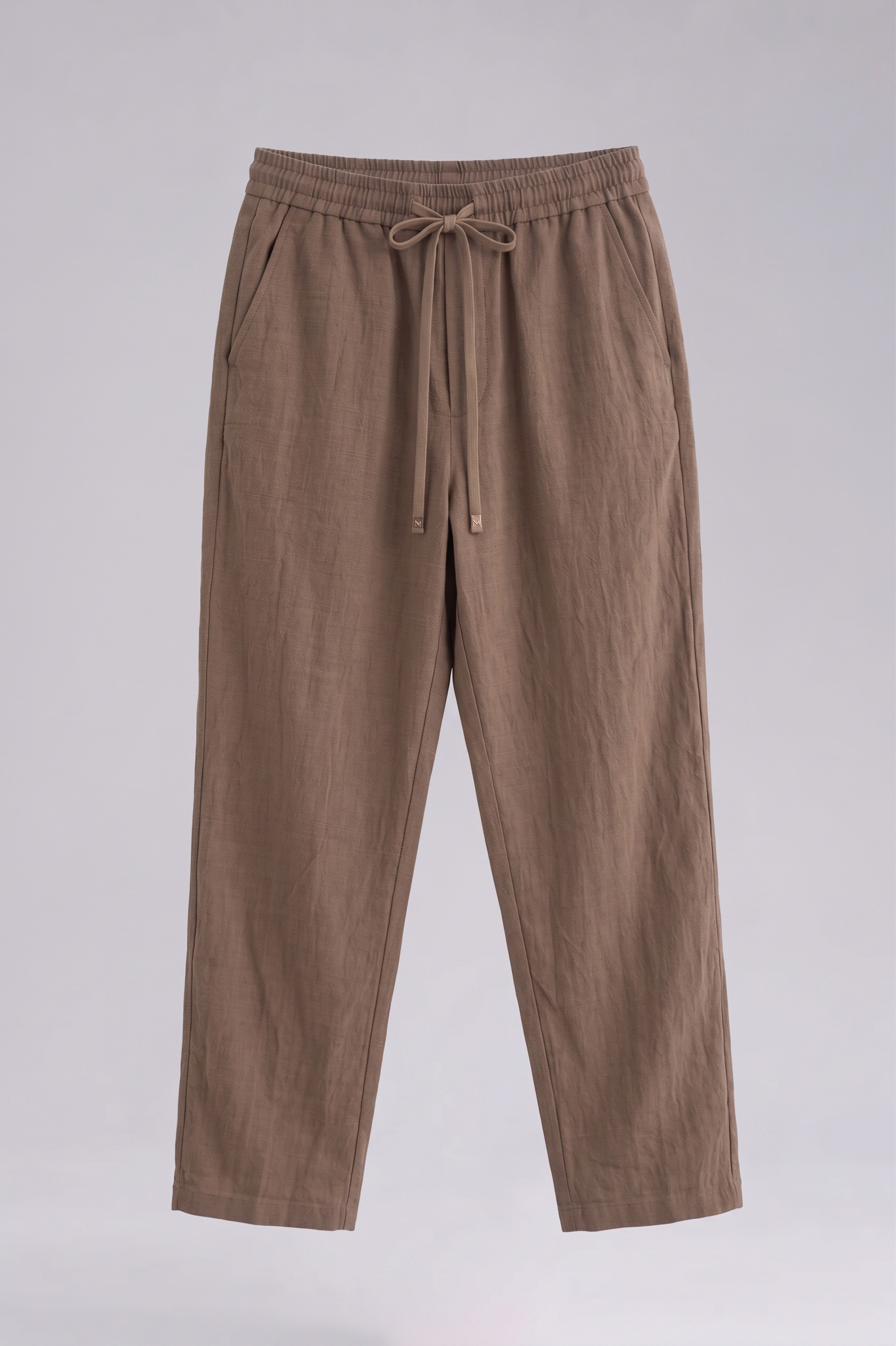 RNUV Camel Linen Drawstring Trousers