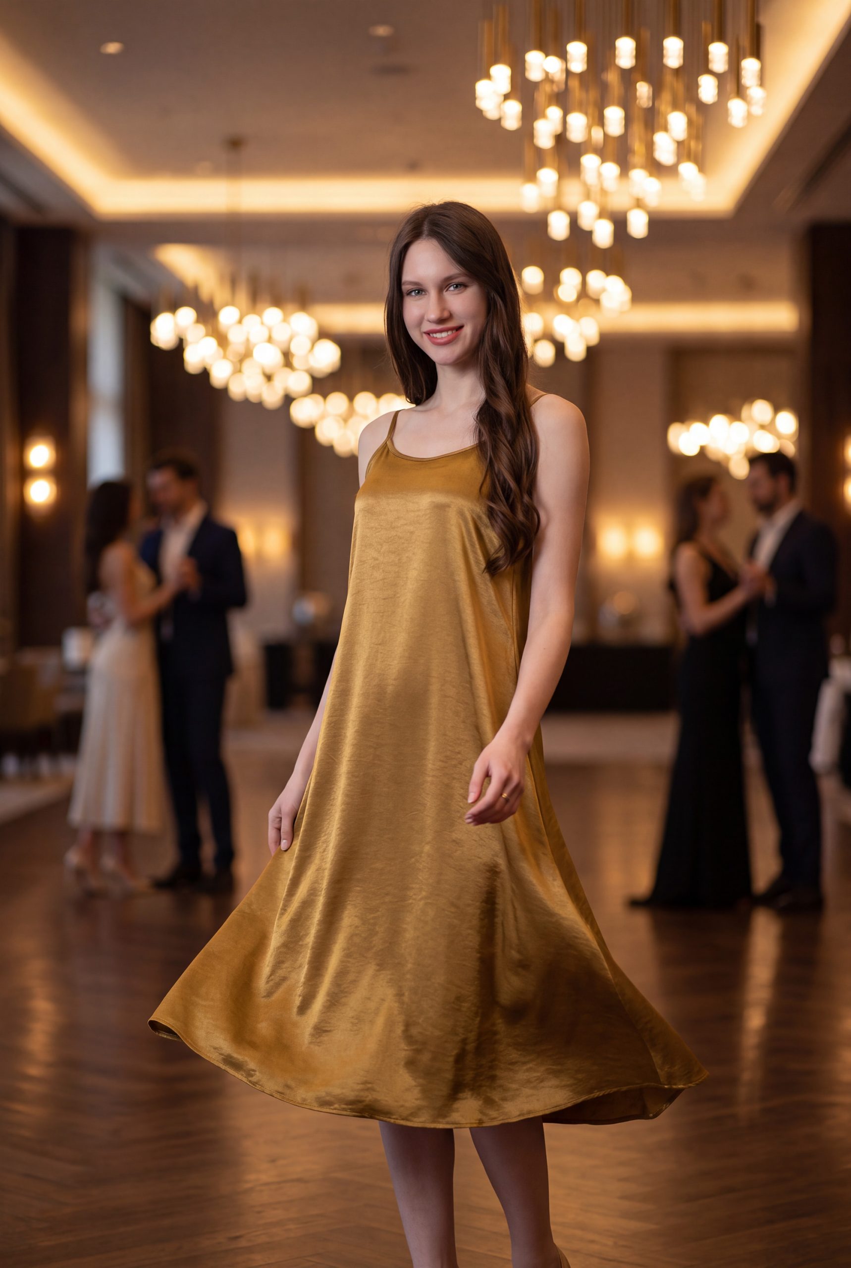 RNUV Amber Glow Acetate Satin Midi Dress - Image 7