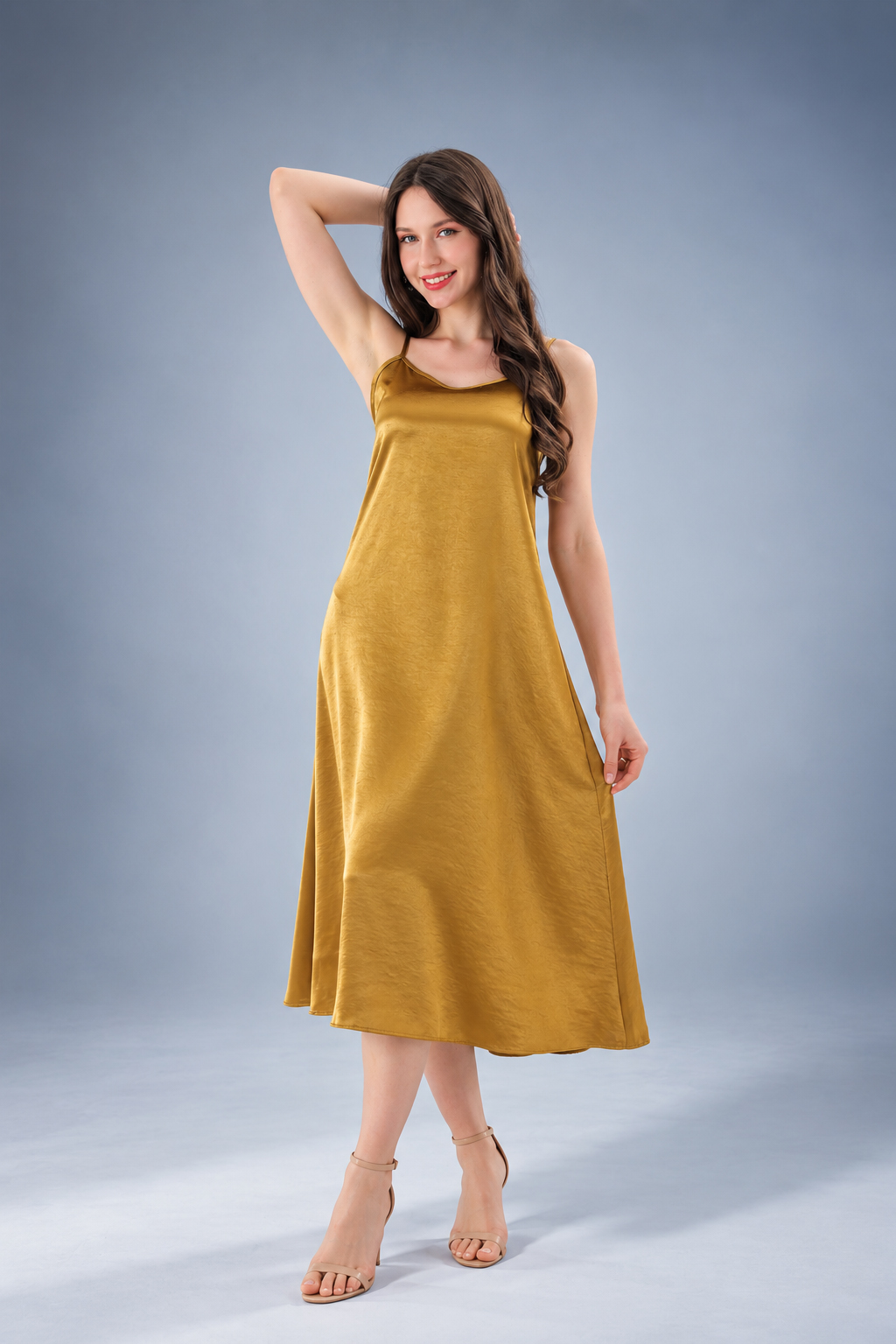 RNUV Amber Glow Acetate Satin Midi Dress - Image 2