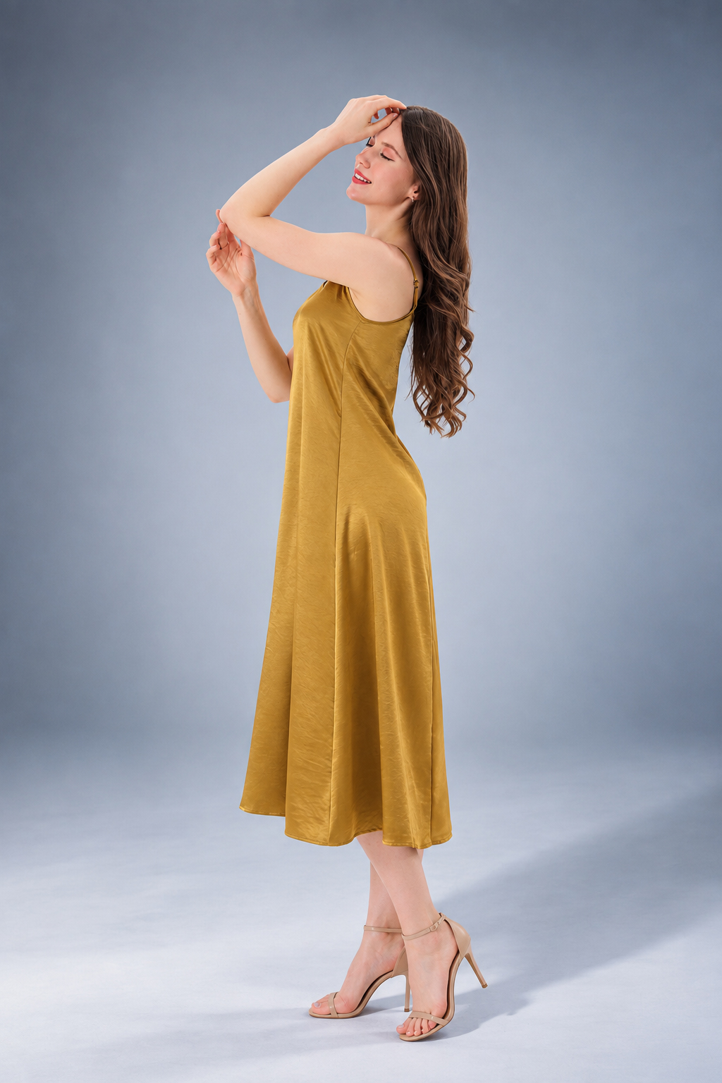 RNUV Amber Glow Acetate Satin Midi Dress - Image 3