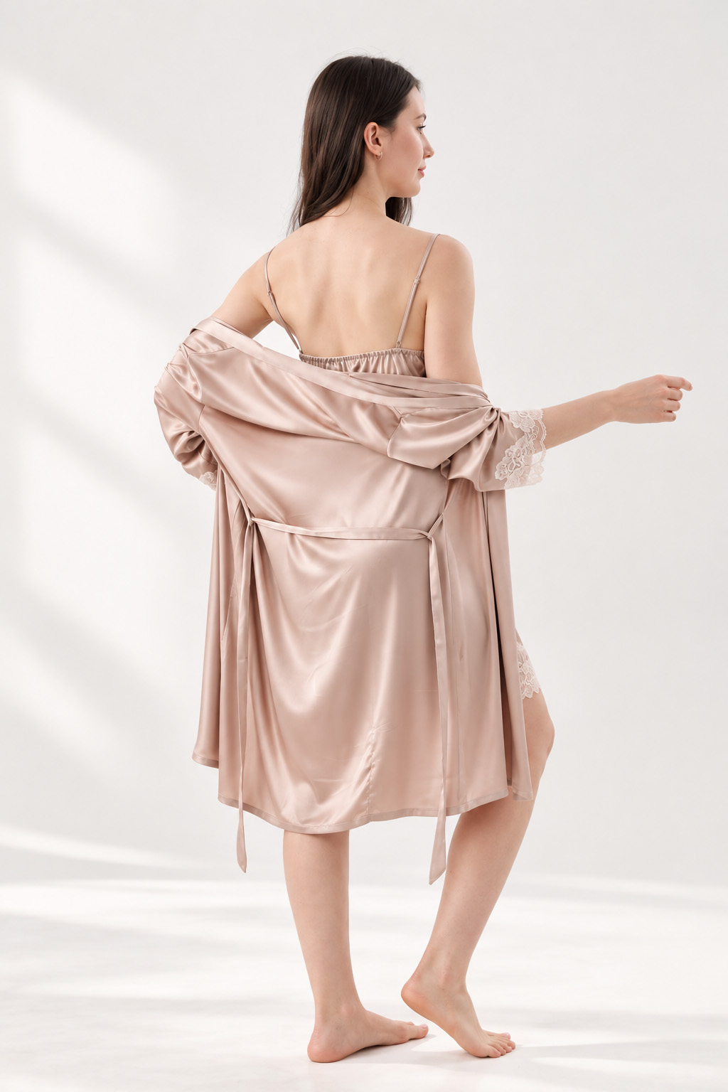 RNUV Rose Whisper Silk Lace Robe Set - Image 5