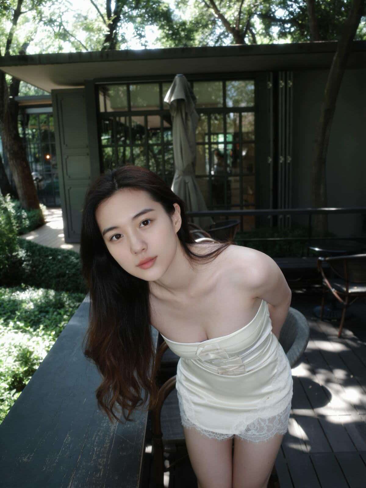 RNUV Ivory Bow Acetate Satin Mini Dress - Image 7